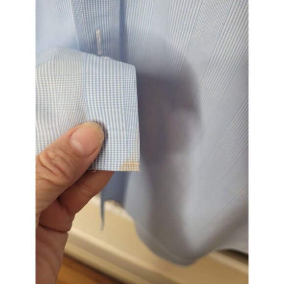 Charles Tyrwhitt Non-Iron Light Blue Check Dress Shirt 16/33 Slim Button up - Picture 4 of 4